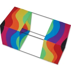 Kites 40 In. Box Kite - Wavy Rainbow
