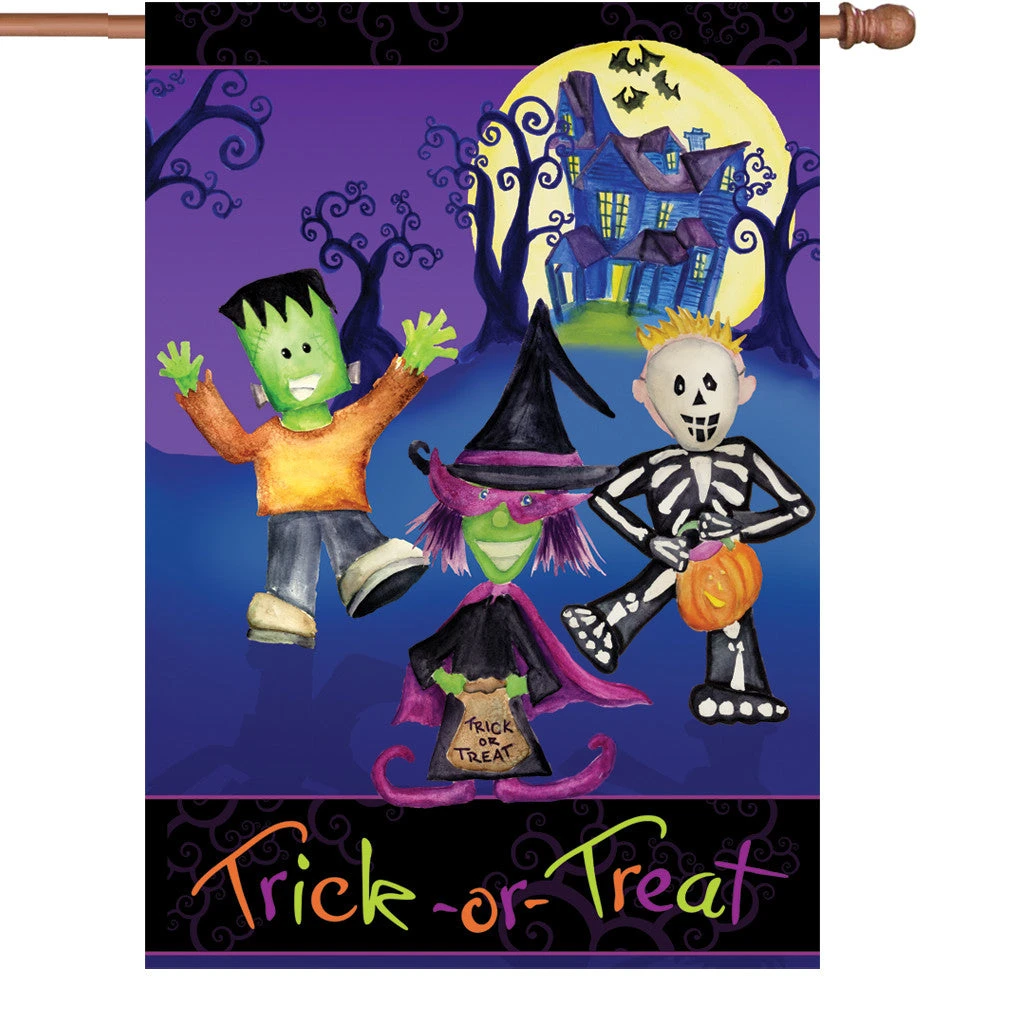 Accent Home & Garden Accent 28 In. Halloween House Flag - Trick-or-Treater Monsters 1 Accent Home & Garden Accent 28 In. Halloween House Flag - Trick-or-Treater Monsters