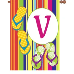 Accent Home & Garden 28 In. Summer Monogram Flag - V Accent