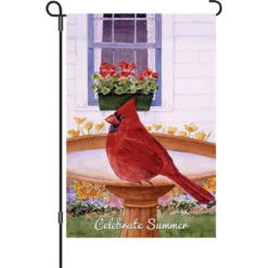 Accent Home & Garden 12 In. Flag - Cardinal And Geraniums Accent